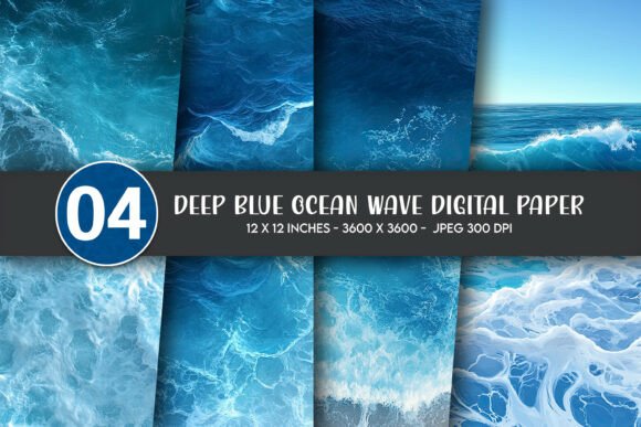 Download Deep Blue Ocean Wave Digital Paper - Deep blue ocean Collection