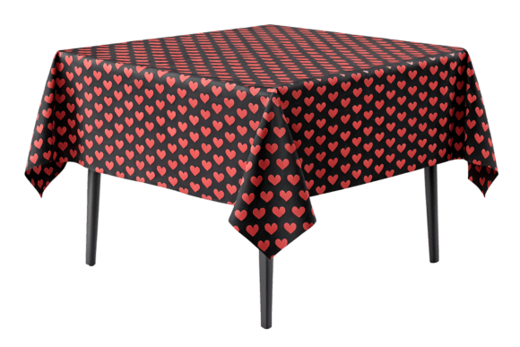 Download Tablecloth with Red Hearts Pattern PNG - Premium Resources