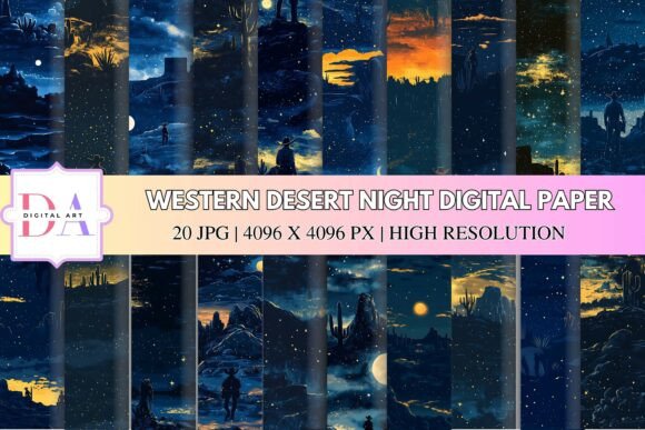 Download Western Desert Night Digital Paper - Premium Resources
