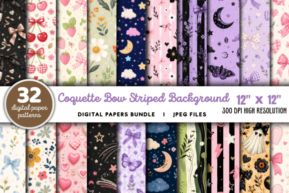 Download Coquette Bow Striped Background Bundle - Background bundle Collection