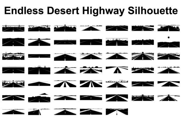 Download Desert Highway Silhouette Set - Premium Resources
