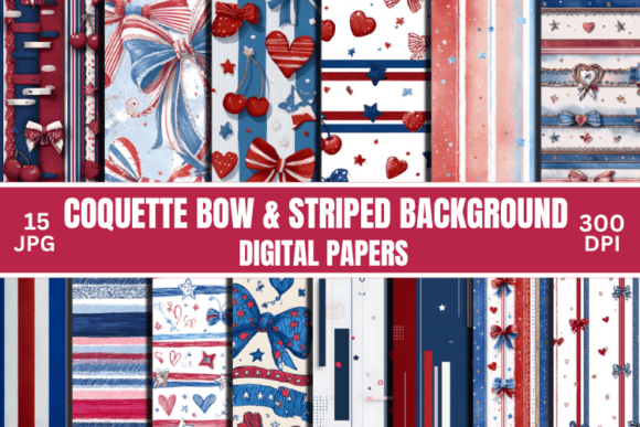 Download Coquette Bow &amp; Striped Background Bundle - Background bundle Collection