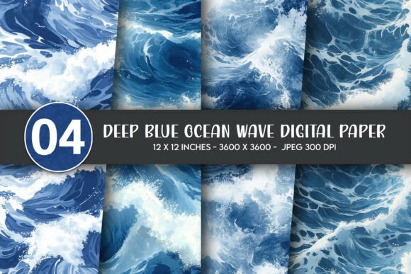 Download Deep Blue Ocean Wave Digital Paper - Deep blue ocean Collection
